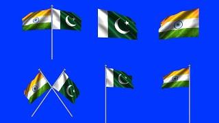 Pakistan India Flags 4 Styles Blue Screen | Green Screen