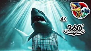 360° Scary Megalodon Shark like Bloop in Cage  | 360 vr video 4K