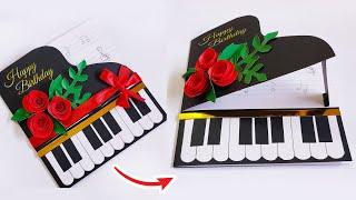 Easy & Beautiful Piano Card   Birthday Card Ideas 