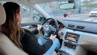 Manual car driving video  Woman driving - come with me on Volkswagen | ASMR video NO music