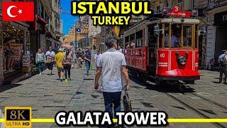 Istanbul Vlog: Exploring Galata Tower and Taksim | 8K-HDR Walking Tour 2024