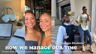 HOW WE BALANCE LIFE | 24 hours in our life, fitness, college, social media, friends, etc.