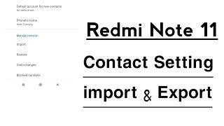 Redmi Note 11 Contact Settings Contact Import And Export