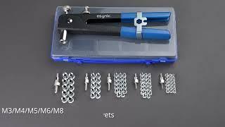 eSynic Professional 86Pcs Hand Threaded Rivet Nut Kit