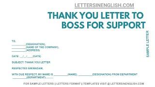 Thank You Letter To Boss For Support – Thank You Letter To Boss | Letters in English