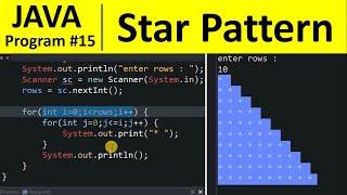 Java Program #15 - Print Right Triangle Star Pattern in Java