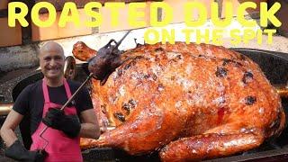 ROASTED DUCK Stuffed with Pears & Marinated | Wood Fired & Oven Instructions
