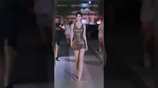 Chinese beautiful girl street fashion #douyin