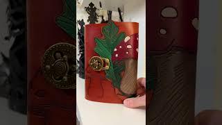 Hand painted veg ram leather journal or book for a craft sale