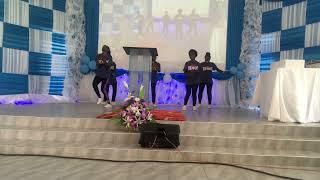 Girls dance on Jotham D youth gospel  tune at Lion of Judah high school