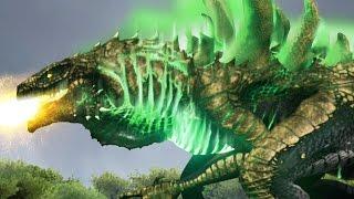 GOLDEN GODZILLA VS MECHA SPINO + MECHA T.REX!!! - ARK Survival Evolved Modded