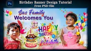 Birthday Banner Design in Photoshop 4'x8' | Birthday poter |  flex 3x4