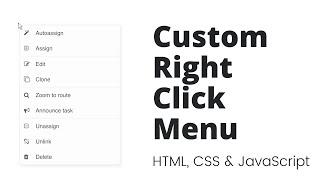 Create Custom Context Menu  / Right Click Menu using HTML, CSS & JavaScript