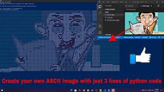 How to make an ascii image with just three lines of code in #python!!!!!! #trending