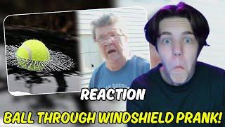 BALL THROUGH WINDSHIELD PRANK ON ANGRY GRANDMA! (REACTION)