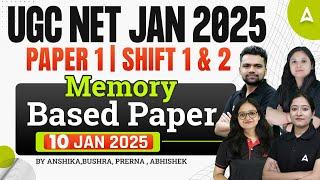 UGC NET Paper 1 Exam Analysis 2025 | UGC NET Memory Based Paper 2025 ( 10 Jan Shift 1, 2 Analysis )