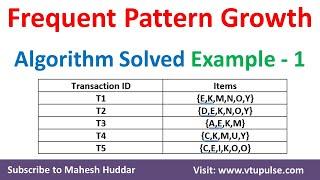 1. Frequent Pattern (FP) Growth Algorithm Association Rule Mining Solved Example by Mahesh Huddar