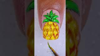 Trending 3D Pineapple  Nail Art Short Tutorial #shortvideo #summernails #fruit