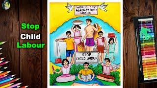 Stop Child Labour Day Drawing | World Day Against Child Labour Drawing | Poster On Child Labour