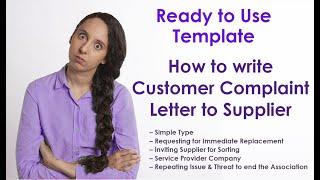 Complaint Letter to Supplier
