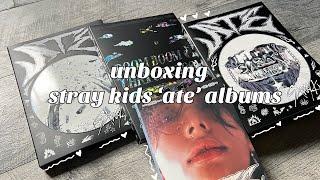  unboxing stray kids ‘ate’ albums (ate limited, chk chk, boom, + accordion ver.) 