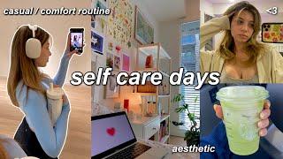 SELF CARE DAYS .｡ .･:* comfort routine, school study vlog, warm days