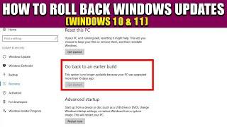 How to Roll Back Windows Updates (Windows 10 & 11)