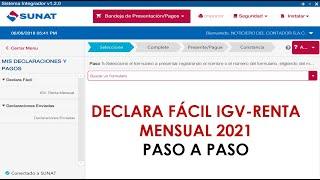 DECLARACIÓN MENSUAL IGV-RENTA SUNAT 2021 PASO A PASO