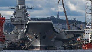 Russia's aircraft carrier Admiral Kuznetsov finally departs from its drydock