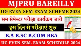 Ug even semester exam schedule 2024 | mjpru semester exam scheme 2024 | mjpru exam scheme download