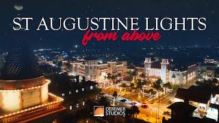 St Augustine Christmas Lights From Above - Enchanted Holiday 4K Cinematic Drone