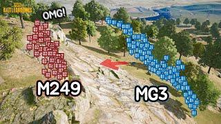 Wow!! Machine gun battles on the rocks!! M249 vs MG3 !!