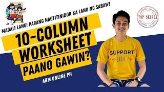 WORKSHEET (How to Prepare 10-column Worksheet) with Adjustment  Explanation TAGLISH