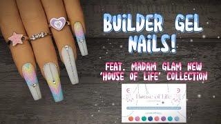 BUILDER GEL NAILS! | GEOMETRIC NAIL ART | FEAT. MADAM GLAM 'HOUSE OF LIFE' COLLECTION