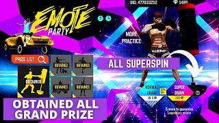 FREE FIRE EMOTE PARTY 2021 | ALL SUPER SPIN | I OBTAINED ALL GRAND PRIZE EMOTES