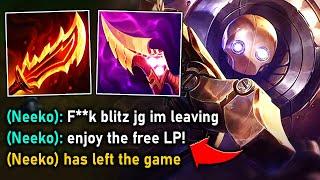 My Neeko flames me and rage quits for picking Blitzcrank Jungle... so I carried them 4v5