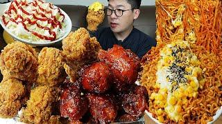 누구나 좋아하는조합!ㅋ 콘치즈불닭볶음면과 황금올리브닭다리 먹방 MUKBANG