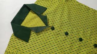 Front open coat collar kurti neck cutting and stitching | neck cutting tutorial #frontopencoatkurti