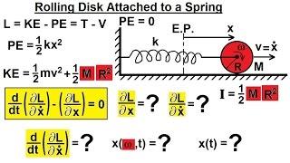 Physics 68 Lagrangian Mechanics (16 of 25) Rolling Disk Attached to Spring