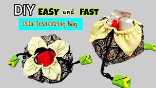 DIY QUICK and EASY Petal Drawstring Bag. Easy Sewing Tutorial