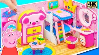 DIY Miniature Peppa Pig Dollhouse ️ Building Pink Peppa Pig Bedroom with Bunk Bed from Polymer Clay