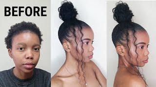 HOW TO DO A CURLY BUN ON SHORT NATURAL HAIR USING GEL | NO HEAT | BEGINNER FRIENDLY