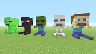 Minecraft Tutorial: How To Make Baby Minecraft MOB Statues (Creeper, Enderman, Zombie, and More)