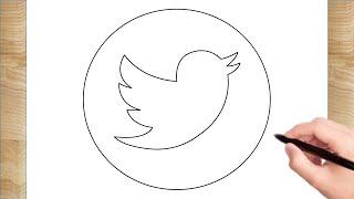 How To Draw Twitter Logo - Step By Step Drawing