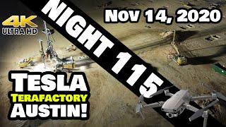 Tesla Gigafactory Austin 4K  Night 115 - 11/14/20 - Giga Texas Construction Progress Update (3:00AM)