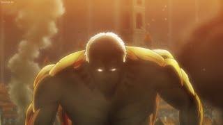 Reiner's first appearance as the Armored Titan (English Dub) Attack on Titan