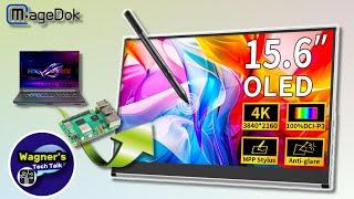 MageDok PI-X10 4K 15.6" UHD OLED: Beautiful PORTABLE display for PC Gaming / Raspberry Pi 5