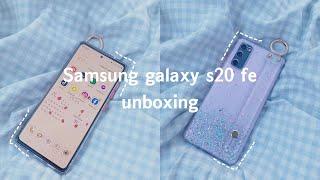 *. aesthetic samsung galaxy s20 fe, cloud lavender unboxing + accessories .*
