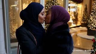 Lesbian Hijab Girls Sharing Beautiful Kissing Moments