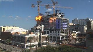 Crane implosion at Hard Rock Hotel collapse site in New Orleans: raw video